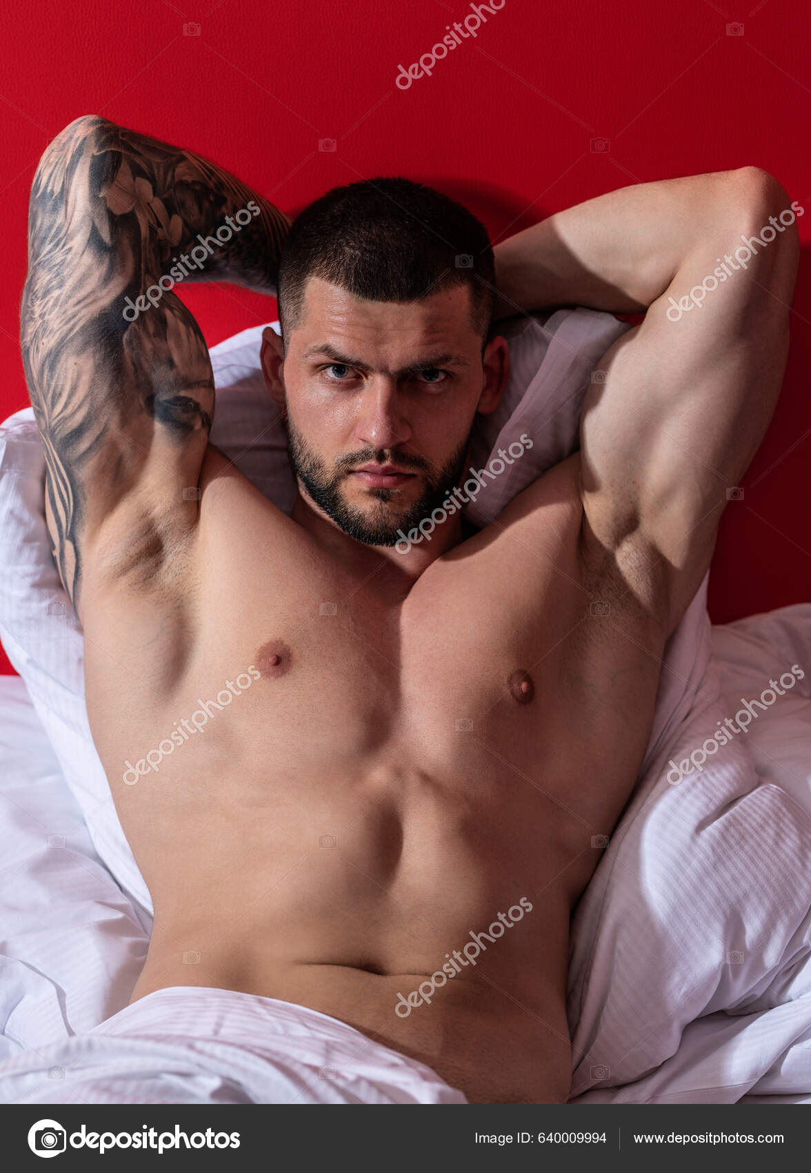 Sexy Naked Young Man Bed Nude Male Body Sexy Model Stock Photo by  ©Tverdohlib.com 640009994