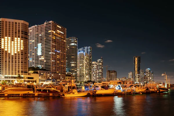 Florida Miami Skyline City Skyscrapers Night Usa — Stock Photo, Image