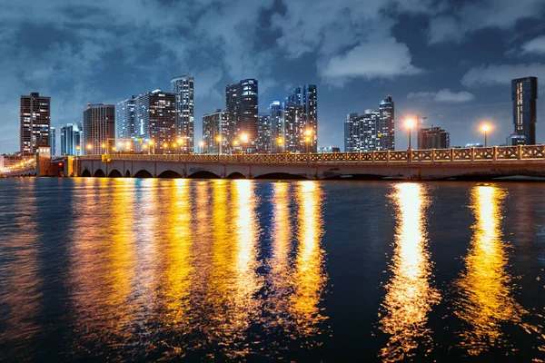 Miami City Usa Downtown Landscape Florida State Town Night — Stock Photo, Image