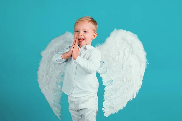Studio Shot Little Boy Child Angel — Stock Photo, Image