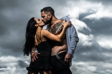 Young sexy couple in love embracing and hugging. Love moments for sensual sexy couple. Sensual relationship. Sensual pleasure touching body pleasure. Passion dating of young lovers with naked body