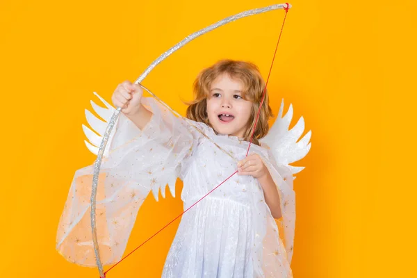 Angel Child Shoots Love Arrow Bow Valentines Day Valentines Day — Fotografia de Stock