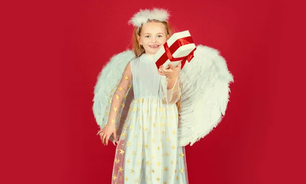Angel Children Girl White Wings Cute Baby Child Angel Wings — Stock Photo, Image