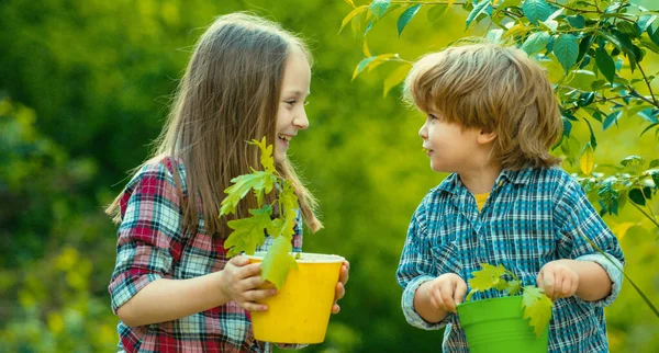 Banner with spring child face. Cute little children enjoying on farm. Ecology concept child. Gardening with a kids