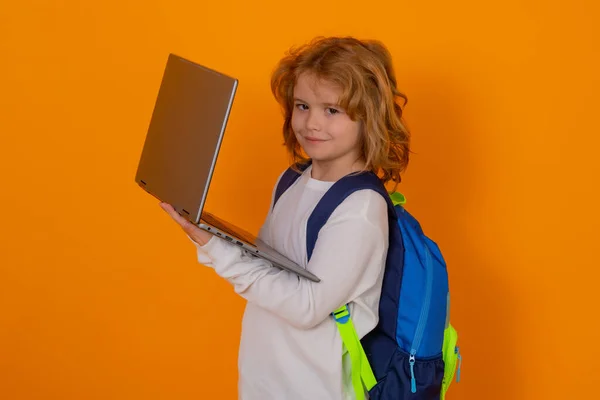 Pupil Nerd Schoolboy School Boy Laptop School Kid Student Learning — Foto Stock