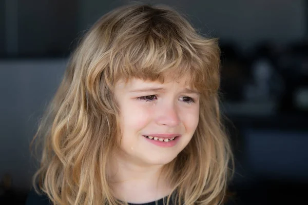 Portrait of crying kid. Upset sad child cry. Kid emotions. Small child crying dramatically. Upset child throwing a tantrum