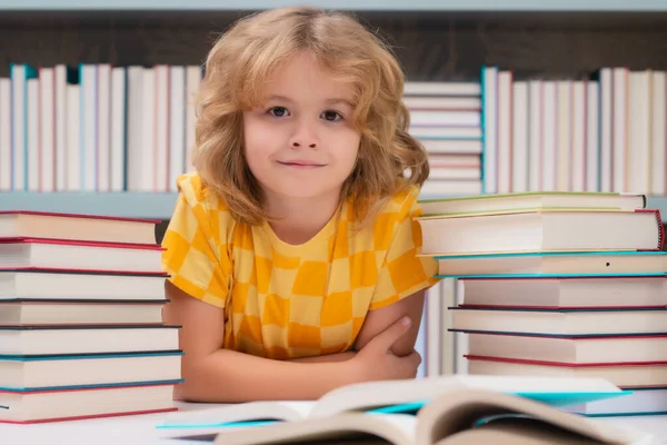 Nerd Pupil Kid School Library Child Reading Book School Nerd — Stock Photo, Image
