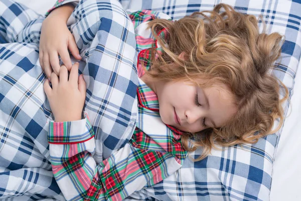 Kid Enjoying Sweet Dreams Cute Child Sleeping Bed Home Bedtime — Stock Photo, Image