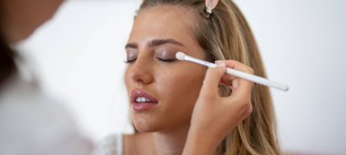 Beauty makeup. Beautiful woman face with perfect makeup. Beauty girl with perfect skin