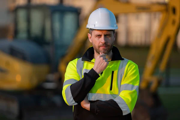 Portrait Worker Small Business Owner Construction Worker Hardhat Helmet Construction — Stok fotoğraf