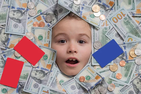 Head Money Fun Kid Face Dollars Money Cash Dollars Banknotes — Stockfoto