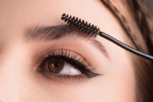 Close Eyebrows Eyebrow Brush Care Brows Eyebrows Lamination Brow Procedures — Stockfoto