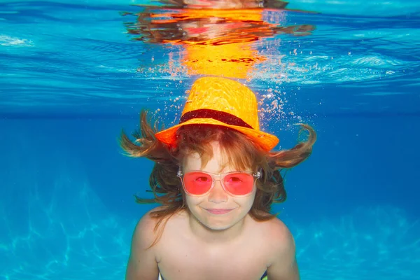 Summer Kids Face Funny Kids Boy Play Swim Sea Water — Stockfoto