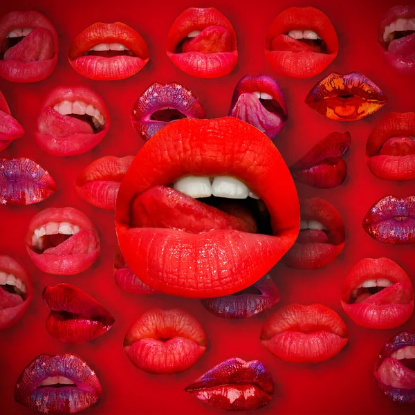 Sensual Lips Sexy Tongue Licking Sensual Lips Lips Mouth Female — Stockfoto