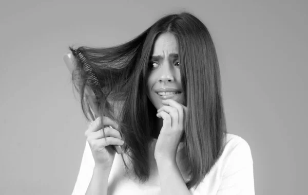 Woman Worried Hair Loss Hair Fall Problem — Stock Photo, Image