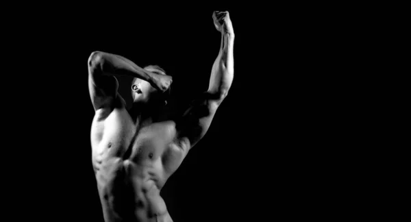 Muscular Man Sexy Body Banner Templates Muscular Man Muscular Torso — стоковое фото