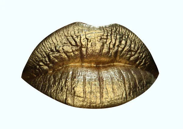 Lip Icon Luxury Gold Lips Make Golden Lips Golden Lipstick — Foto Stock