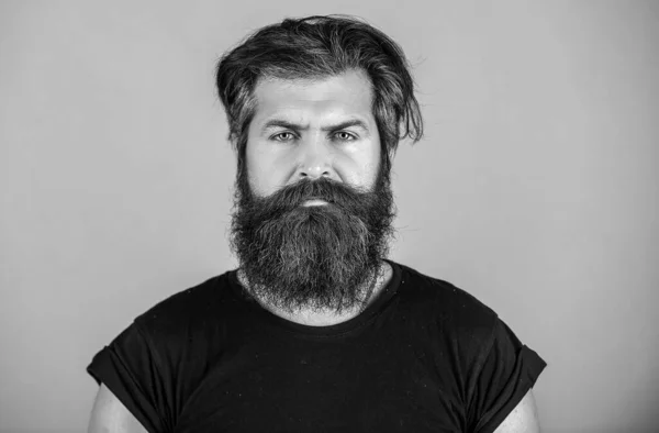 Langer Bart Vollbart Nahaufnahme Eines Jungen Bärtigen Mannes Vor Blauem — Stockfoto