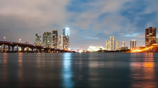 Florida Panorama Města Miami Usa Centrum Mrakodrap Krajina — Stock fotografie