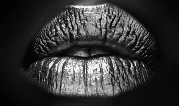 Ikon Mulut Bibir Emas Cat Emas Dari Mulut Bibir Emas — Stok Foto