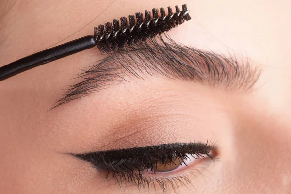 Close Eyebrows Eyebrow Brush Care Brows Eyebrows Lamination Brow Procedures — Stock Photo, Image