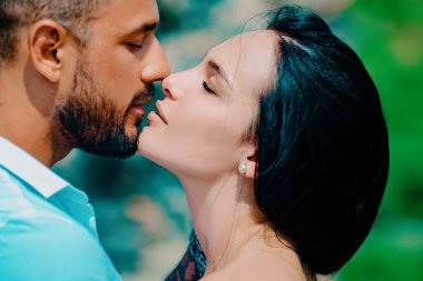 Seduction concept. I love you. Secrets fantasy. Satisfied girlfriend and boyfriend enjoying romantic moment. Sensual foreplay