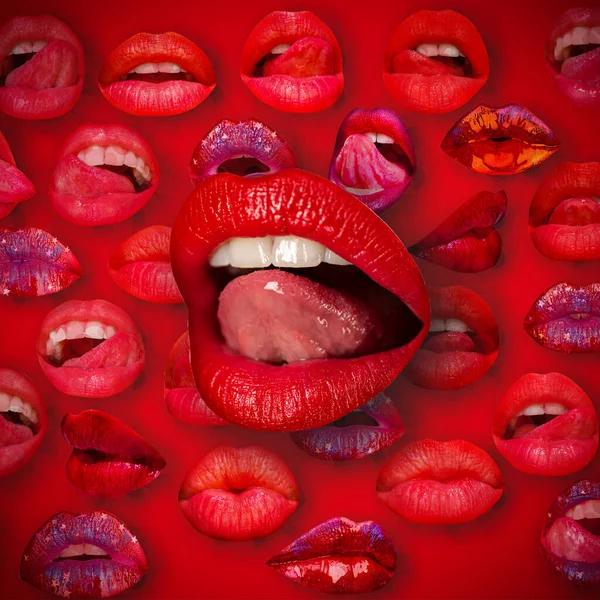 Lips Mouth Female Lip Red Background Woman Lips — Zdjęcie stockowe
