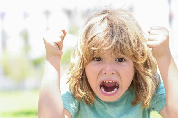 Child Angry Expression Angry Hateful Little Crazy Boy Child Furious — Stock Photo, Image