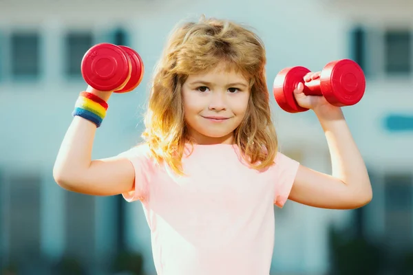 Sport Exercise Kids Sporty Children Healthy Lifestyle Child Boy Lifting — Stockfoto