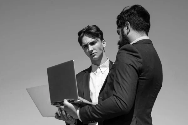 Mitarbeiter Business Teamwork Konzept Team Mit Laptop Geschäftsleute Geschäftsmann Arbeitet — Stockfoto