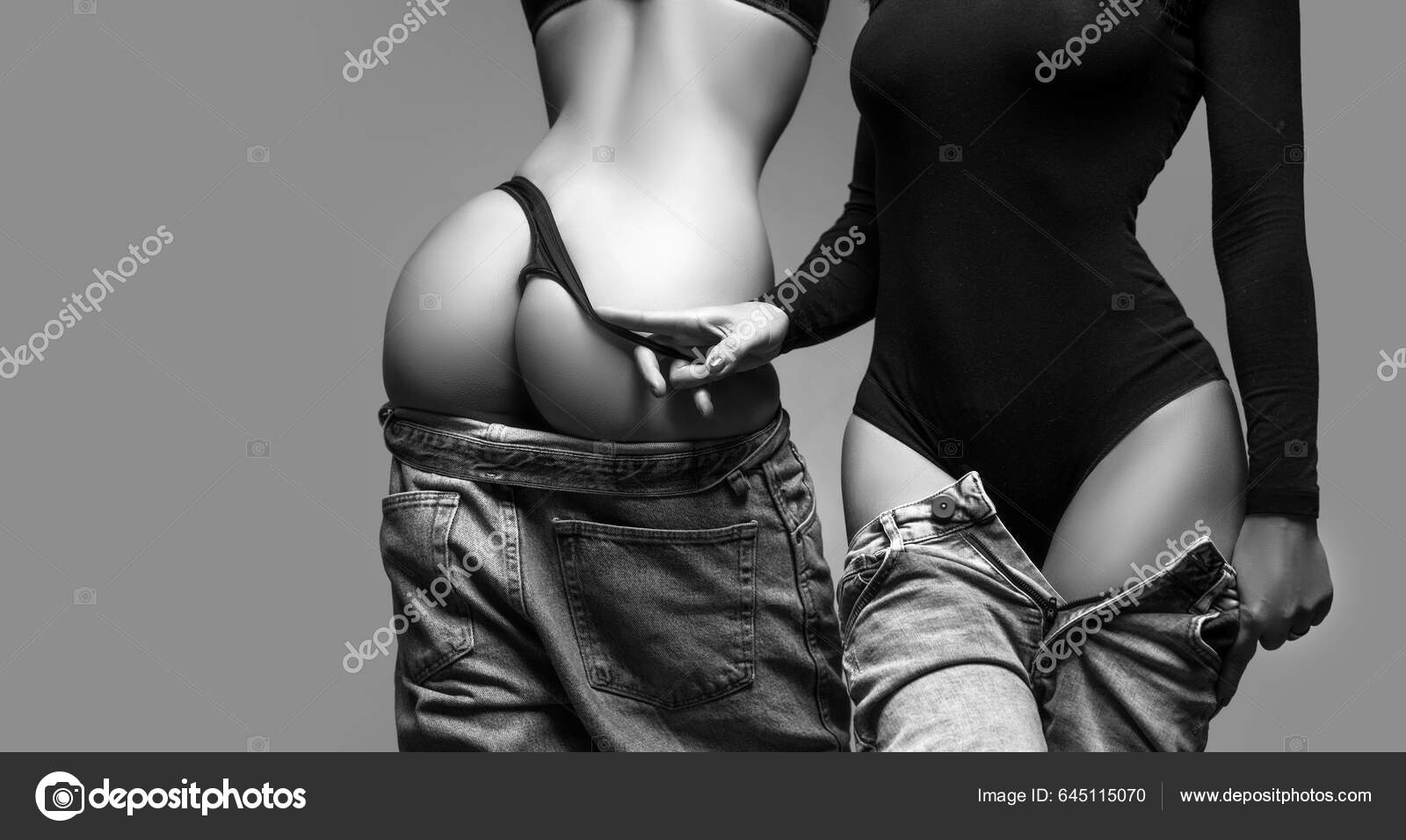 Sexy Woman Pulling Black Panties Slim Fit Attractive Waist Sexy Stock Photo by ©Tverdohlib 645115070
