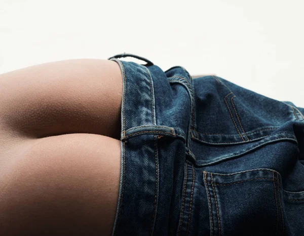 Nádegas Perfeitas Nádegas Sexy Sem Jeans Nádegas Femininas Com Pele — Fotografia de Stock