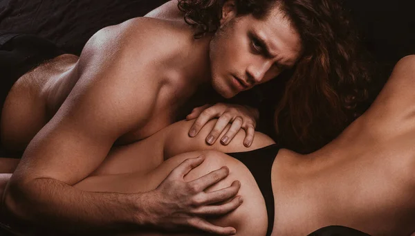 Sensual Couple Undressed Ass Female Panties Erotic Moments Love Trust — Stockfoto