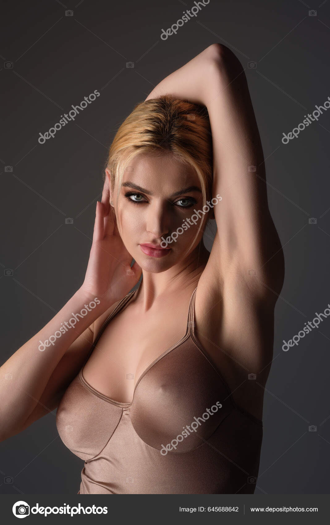 Black Bra Natural Boobs Tits Bra Model Sensual Portrait Elegant