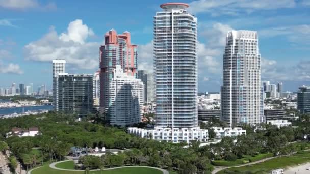 Aerial View South Point South Beach Miami Florida South Pointe — Stock Video