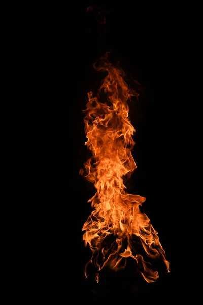 Feuerflammen Auf Schwarzem Hintergrund Feuer Verbrennen Flamme Isoliert Abstrakte Textur — Stockfoto
