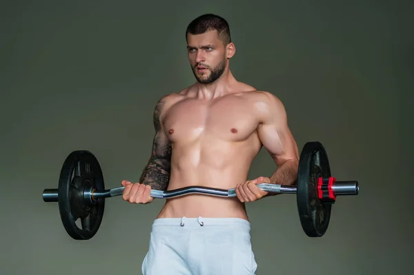 Muskulöser Brocken Beim Posieren Fitnessstudio Fitness Männliches Modell Der Nähe — Stockfoto