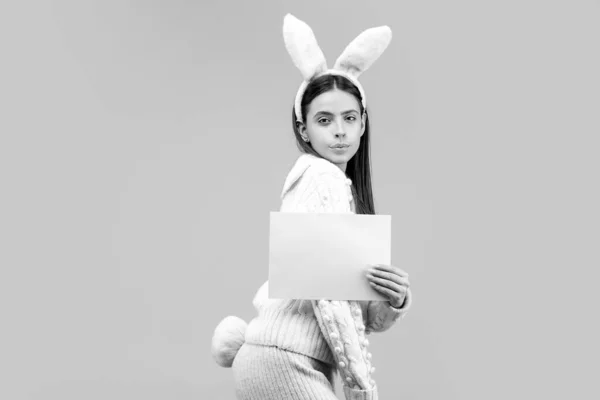 Funny Rabbit Bunny Girl Paper Text Copy Spase — Stock Photo, Image