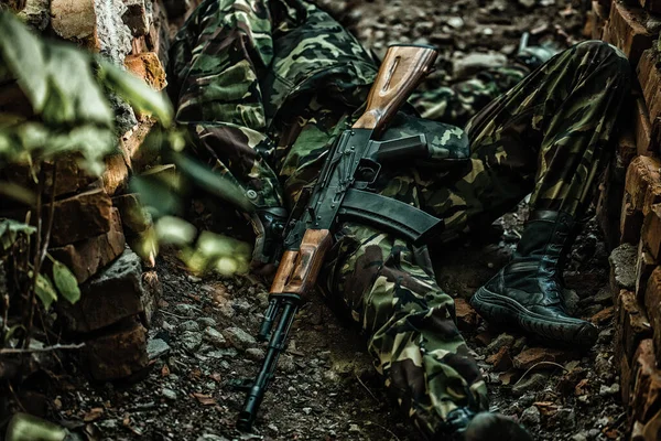 Soldados Rusos Ucranianos Muertos Soldado Muerto Batalla Los Militares Guerra — Foto de Stock