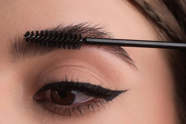 Closeup Eyebrows Eyebrow Brush Close Brows Eyebrows Lamination Brow Procedures — Foto Stock