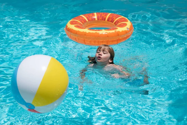 Child Swimming Pool Inflatable Ring Kid Swim Orange Float Water — Stockfoto