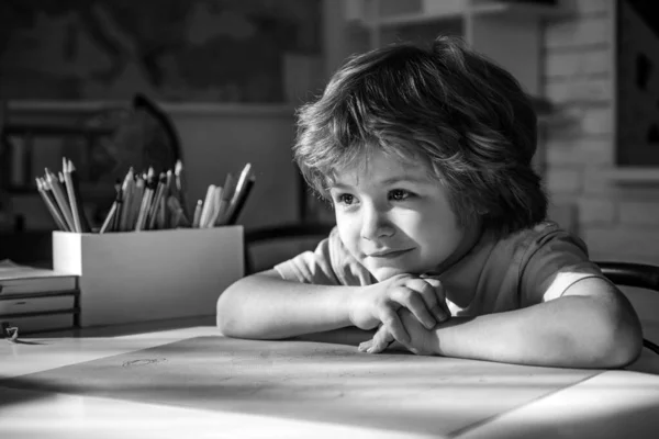 Školáci Talentované Dítě Kluk Připravuje Školy — Stock fotografie