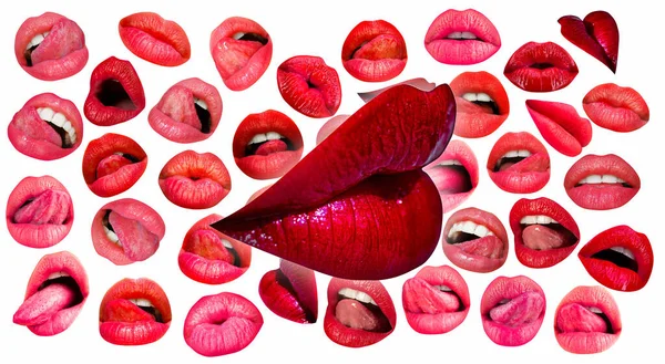 Bibir Dan Mulut Red Lip Background Bibir Perempuan — Stok Foto