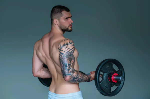 Handsome Man Preparing Workout Sport Weight Workout Guy Doing Bodybuilding — Stockfoto