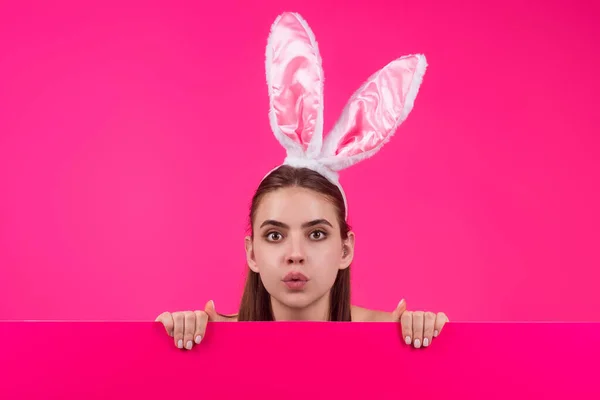 Portrait Cute Girl Feeling Happy Celebrating Easter Wear Rabbit Ears — Foto de Stock