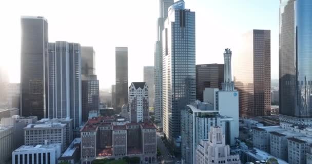 Légi Felvétel Los Angeles Belvárosáról Híres Felhőkarcolók — Stock videók