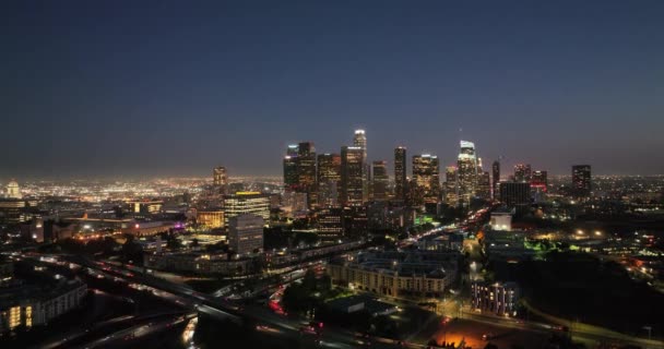 Luchtfoto Van Los Angeles Night City City Los Angeles Stadsgezicht — Stockvideo