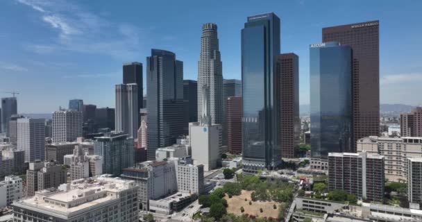 Los Angeles City Californië Skyline Centrum Vlucht Drone Vanuit Lucht — Stockvideo