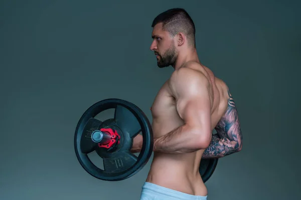 Corpo Sexy Homem Fitness Ginásio Jovem Musculoso Exercitar Homem Com — Fotografia de Stock