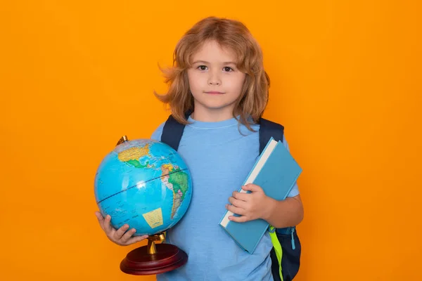 School Kid Globe Book Smart Clever Nerd Caucasian Blonde School — Photo